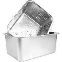 Nordara M-Stainless Steel Dish Tub Washing Bowl Strainer Colander Set in Silver