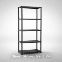 Nordara 5 Tier Black Plastic Storage Rack for Home Garage Workshop