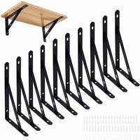 VOGREX Heavy Duty Triangle Shelf Brackets 10 Pieces Wall Mounted UK in Black
