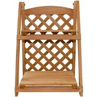 SPETLEK 2 Tier Plant Stand Flower Pot Holder Shelf Rack Indoor Outdoor in Brown