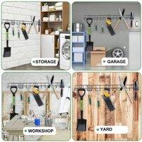 Nordara Garden Tool Wall Mounted Rack Hook Holder Shed Tidy Rail in Black