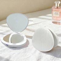 INMTFEI Portable LED Makeup Mirror, Magnified Rechargeable Foldable in White