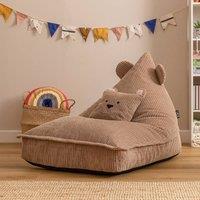 icon Kids Bean Bag Fun Animal Print Lounger & Cushion Bundle in Corduroy in Brown | Size: Medium