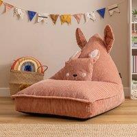icon Kids Bean Bag Fun Animal Print Lounger & Cushion Bundle in Corduroy in Pink | Size: Medium