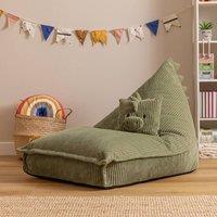 icon Kids Bean Bag Fun Animal Print Lounger & Cushion Bundle in Corduroy in Green | Size: Medium