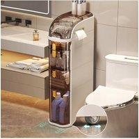 Living and Home 5/6 tier Tall Narrow Storage Cabinet Multi-function Bathroom Storage Cupboard Drawer Organiser in Cool White | Size: Large