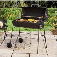 Living and Home Outdoor Garden Charcoal Grill with Wheels in Black