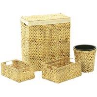 Berkfield Home 4 Piece Bathroom Set Water Hyacinth in Beige