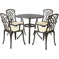 Charles Bentley Metal Cast Aluminium Garden Furniture Patio Set With Cushions in Black