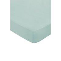1951 'Luxury 400 Thread Count' Cotton Sateen Fitted Sheet in Green | Size: Super King Flat