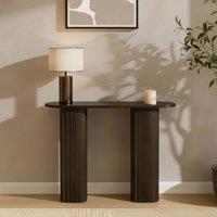 OHS Madison Console Table Ribbed Engineered Wood Entryway Display Desk in Dark Brown