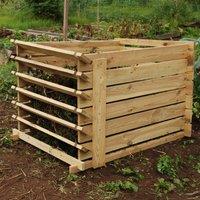 Primrose Outdoor Wooden Compost Bin 449 Litre Composter with Slatted Design 75cm in Beige