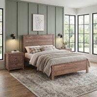 Amani Denver Walnut Solid Pine Bed Frame Flat Panel Headboard in 4 Sizes | Size: Single