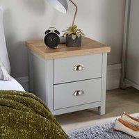 Home Source Avon 2 Drawer Bedside Table Bedroom Storage Unit 36mm Top in Grey