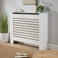 Home Source Radiator Cover Wooden MDF Grill Cabinet Entryway Hallway Shelf in White