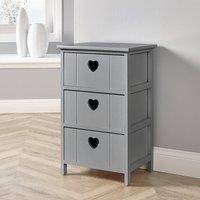 Home Source Wooden 3/4 Drawer Chest Storage Unit Organiser Love Hearts Fully Assembled in Grey