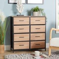 Home Source Chest 8 Storage Drawers Compact Modern Design 80cm Wide Home Organiser in Brown