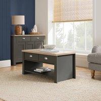 Birlea Highgate 2 Drawer Coffee Table in Dark Grey | Size: Medium