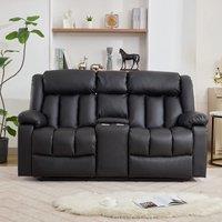 Artemis Home Sheridan 2 Seat Manual Recliner Sofa with Central Console in Black | Size: 2 Seater