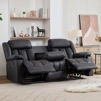 Artemis Home Sheridan 3 Seat Manual Recliner Sofa with Central Console in Black | Size: 3 Seater
