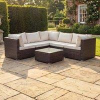 Artemis Home Oliena 5 Seat Modular Rattan L-Shaped Corner Garden Furniture in Brown