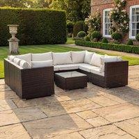 Artemis Home Oliena 8 Seat Modular Rattan Small U-Shape Garden Furniture in Brown