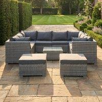 Artemis Home Oliena 10 Seat Modular Rattan Small U-Shape Garden Furniture in Grey