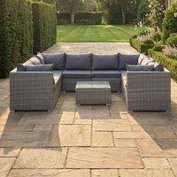 Artemis Home Oliena 8 Seat Modular Rattan Small U-Shape Garden Furniture in Grey