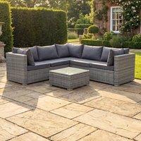 Artemis Home Oliena 5 Seat Modular Rattan L-Shaped Corner Garden Furniture in Grey