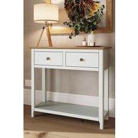 FWStyle 2 Drawer Console Table White Linen Large Oak Top Painted Finish