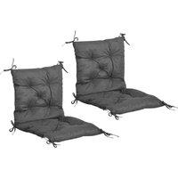 OUTSUNNY Set of 2 Garden Chair Cushions Seat Pad for Outdoor & Indoor Use in Dark Grey