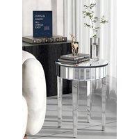 Comfy Living Ltd Circular Mirrored Side Table Chrome Finish in Silver