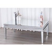 Comfy Living Ltd Mirrored Coffee Table with Crystal Detail in Silver