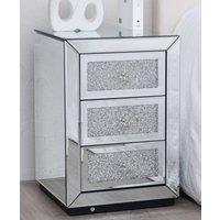 Comfy Living Ltd Diamond Mirror Crystal Bedside Table in Silver