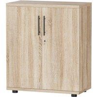 Moderna 2 Door Locking Office Storage Cabinet Wooden Filing Cupboard Oak in Brown
