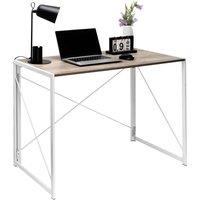 House of Home Folding Computer Writing Desk Wooden Foldable Study Coffee Table Laptop Office in White