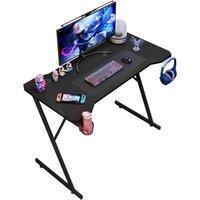 House of Home Gaming Desk Carbon Fibre 118cm Cup & Headphone Holder in Black