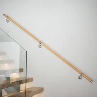 Woodworx Solid Oak Premium Easy Install Indoor Modern Stair Handrail Kit 2.4m in Brown