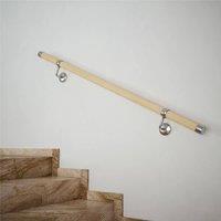 Woodworx Solid Pine Premium Easy Install Indoor Modern Stair Handrail Kit 1.2m in Light Tan