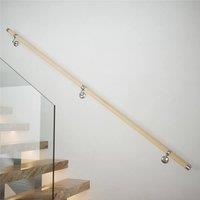 Woodworx Solid Pine Premium Easy Install Indoor Modern Stair Handrail Kit 2.4m in Light Oak