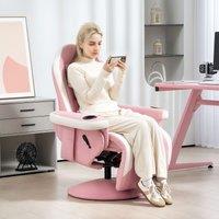 HOMCOM Manual Recliner Armchair PU Sofa Chair w/ Footrest & 135 Reclining in Pink