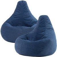 icon Dalton Cord Adult Bean Bag Chair, Set of 2 in Blue | Size: Medium