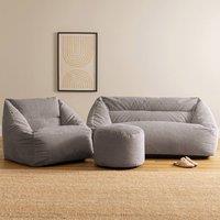 icon Sofa, Armchair & Footstool Bundle, Jumbo Cord in Light Grey | Size: Medium
