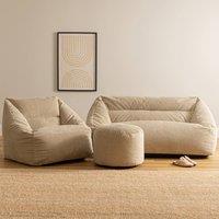 icon Sofa, Armchair & Footstool Bundle, Jumbo Cord in Stone | Size: Medium