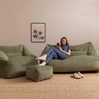 icon Bean Bag Sofa & Footstool Bundle, Jumbo Corduroy in Green | Size: Medium