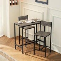 HOMCOM 3-Piece Bar Table Set with 2 Stools, Footrest in Charcoal