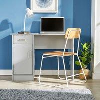 Home Source Tyler Desk 1 Drawer 1 Door Compact Computer Workstation Home Office in Grey