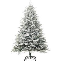 Berkfield Home Artificial Christmas Tree with Flocked Snow Green 210 cm PVC&PE