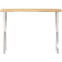 Berkfield Home Console Table with Live Edge 105x33x76 cm Solid Wood Mango in Brown | Size: 105 x 33 x 76 cm