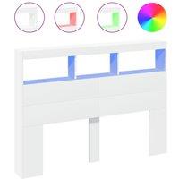 Berkfield Home Headboard Cabinet with LED White 140x17x102 cm | Size: 140 x 17 x 102 cm